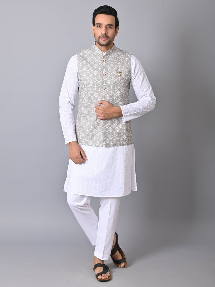Ethnic Motifs Grey Nehru Jacket