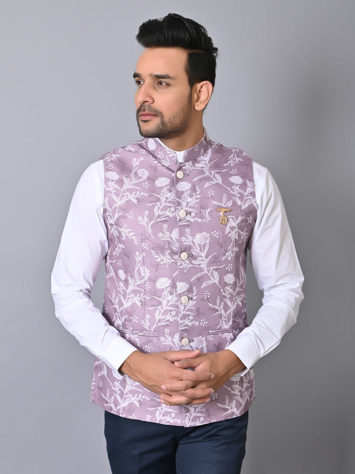 Floral Purple Nehru Jacket