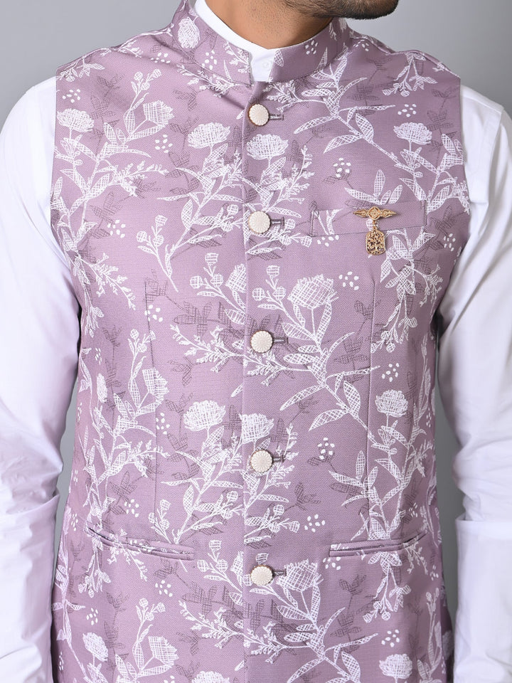 Floral Purple Nehru Jacket