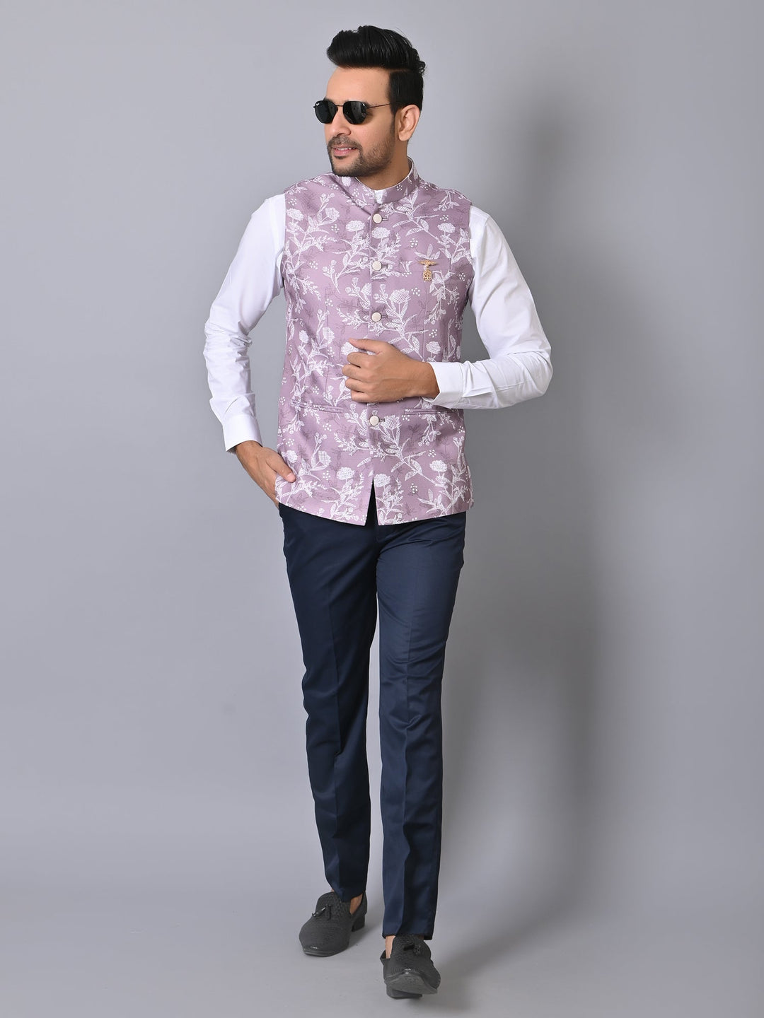 Floral Purple Nehru Jacket