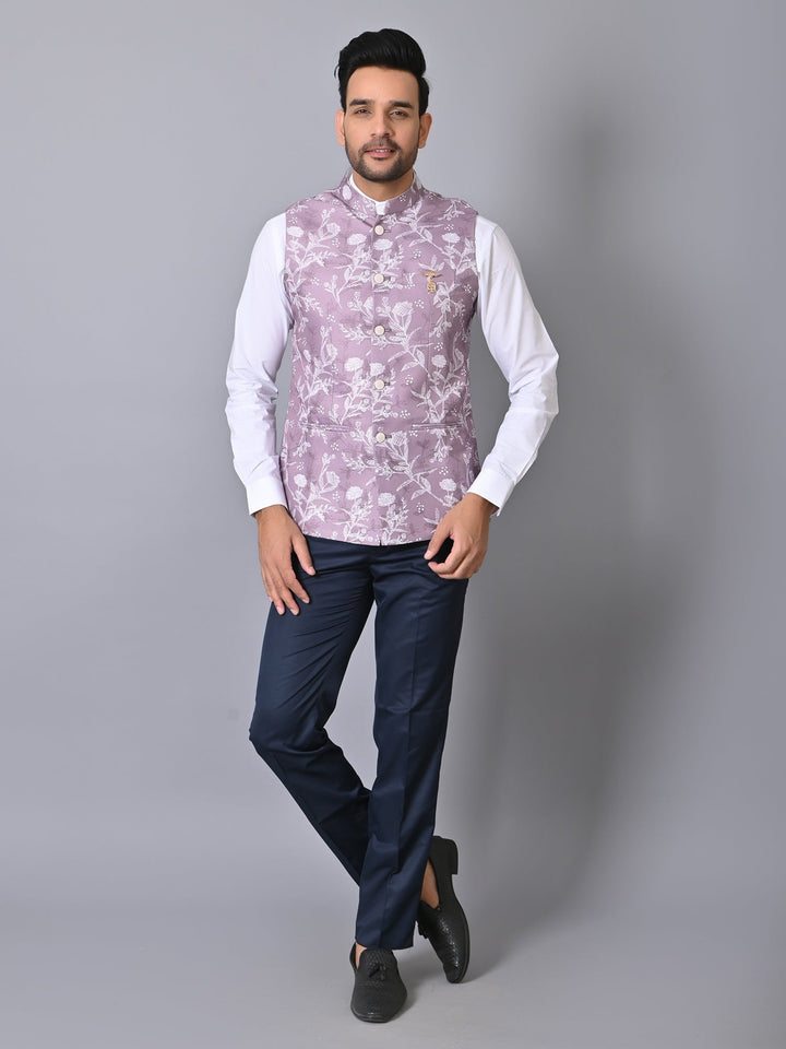 Floral Purple Nehru Jacket