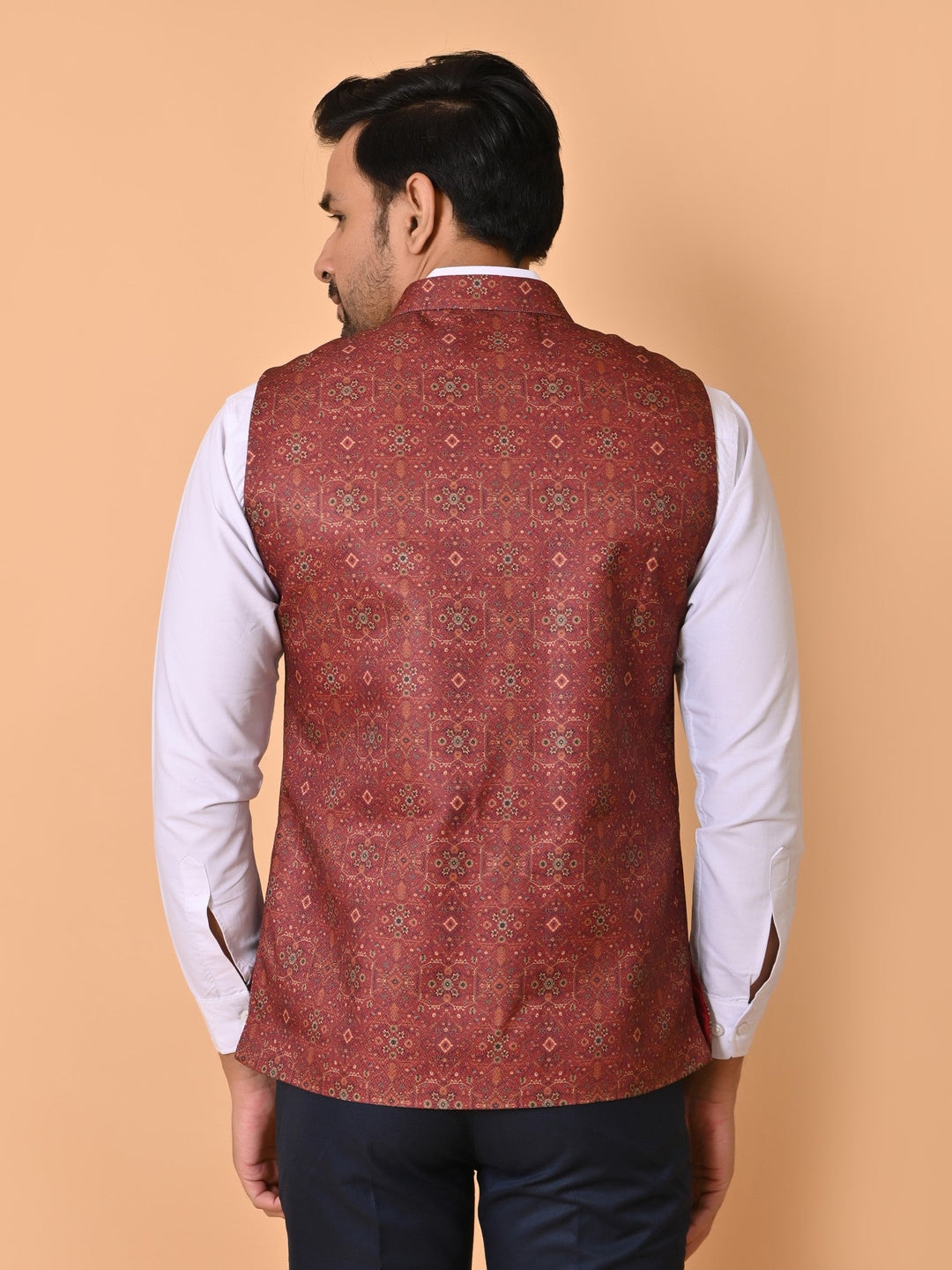 Ethnic Motifs Red Nehru Jacket