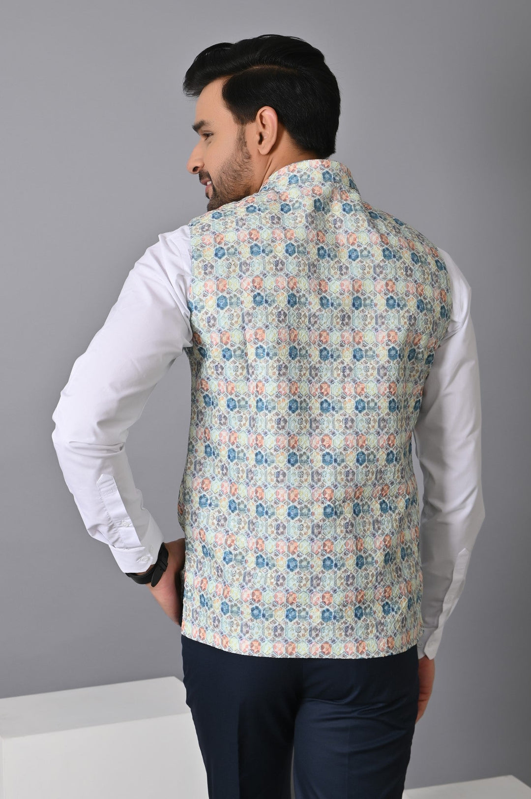 Geometric Green Nehru Jacket