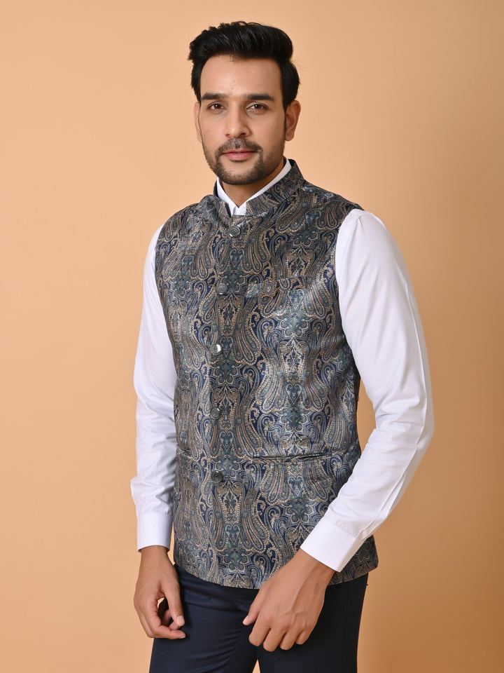 Paisley Green Nehru Jacket