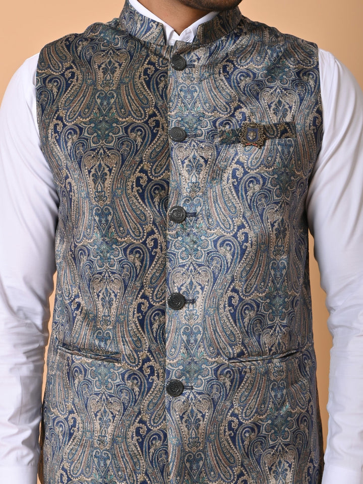 Paisley Green Nehru Jacket