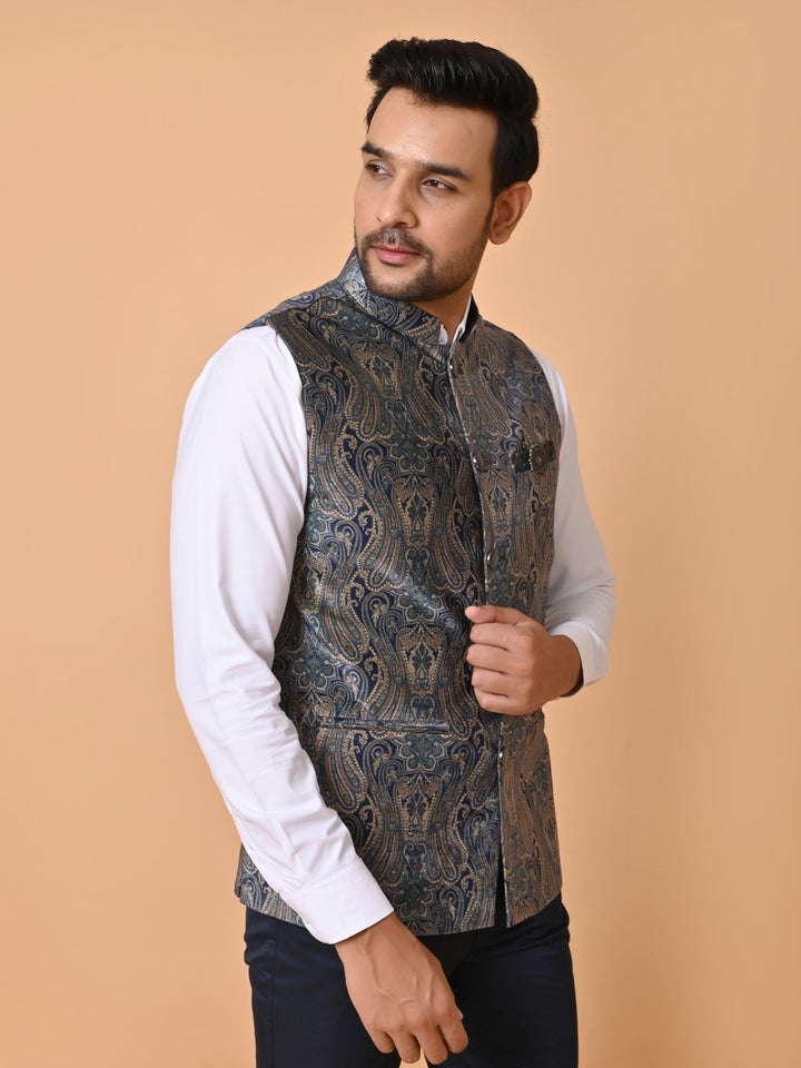 Paisley Green Nehru Jacket