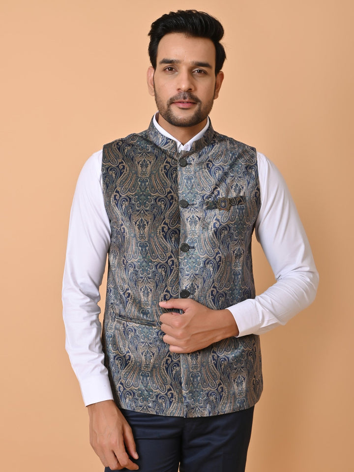 Paisley Green Nehru Jacket