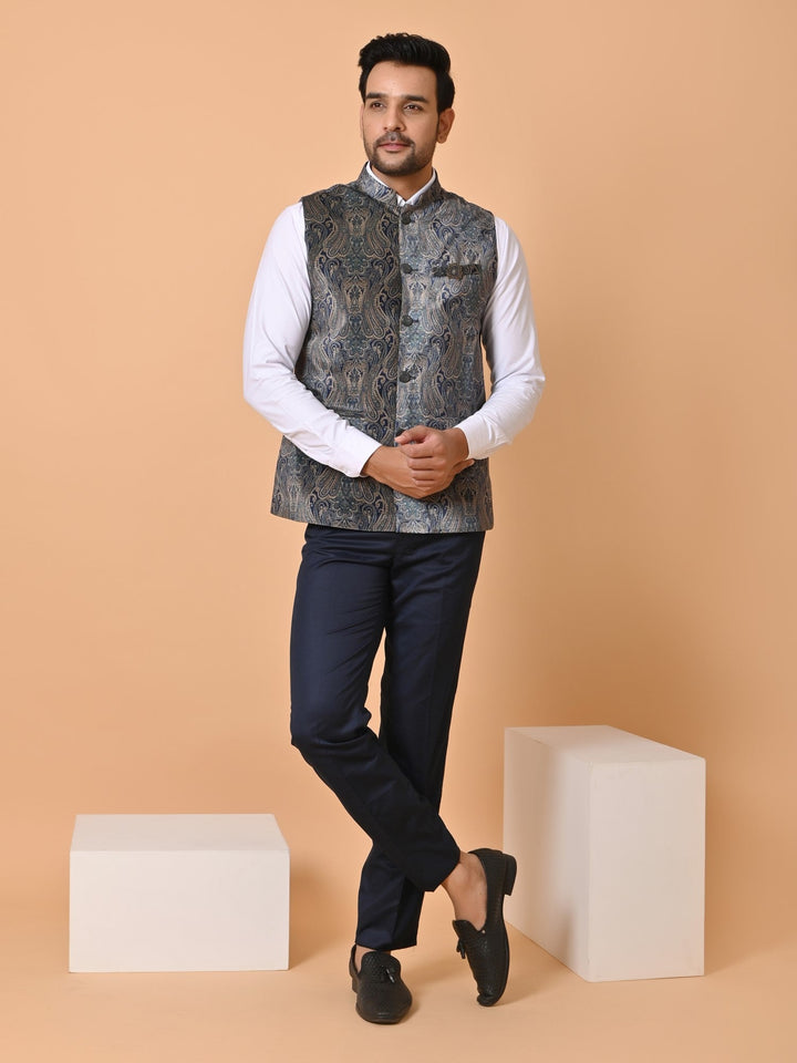 Paisley Green Nehru Jacket