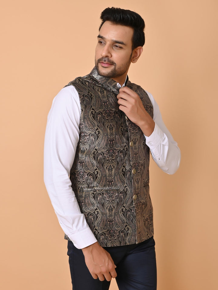 Paisley Black Nehru Jacket