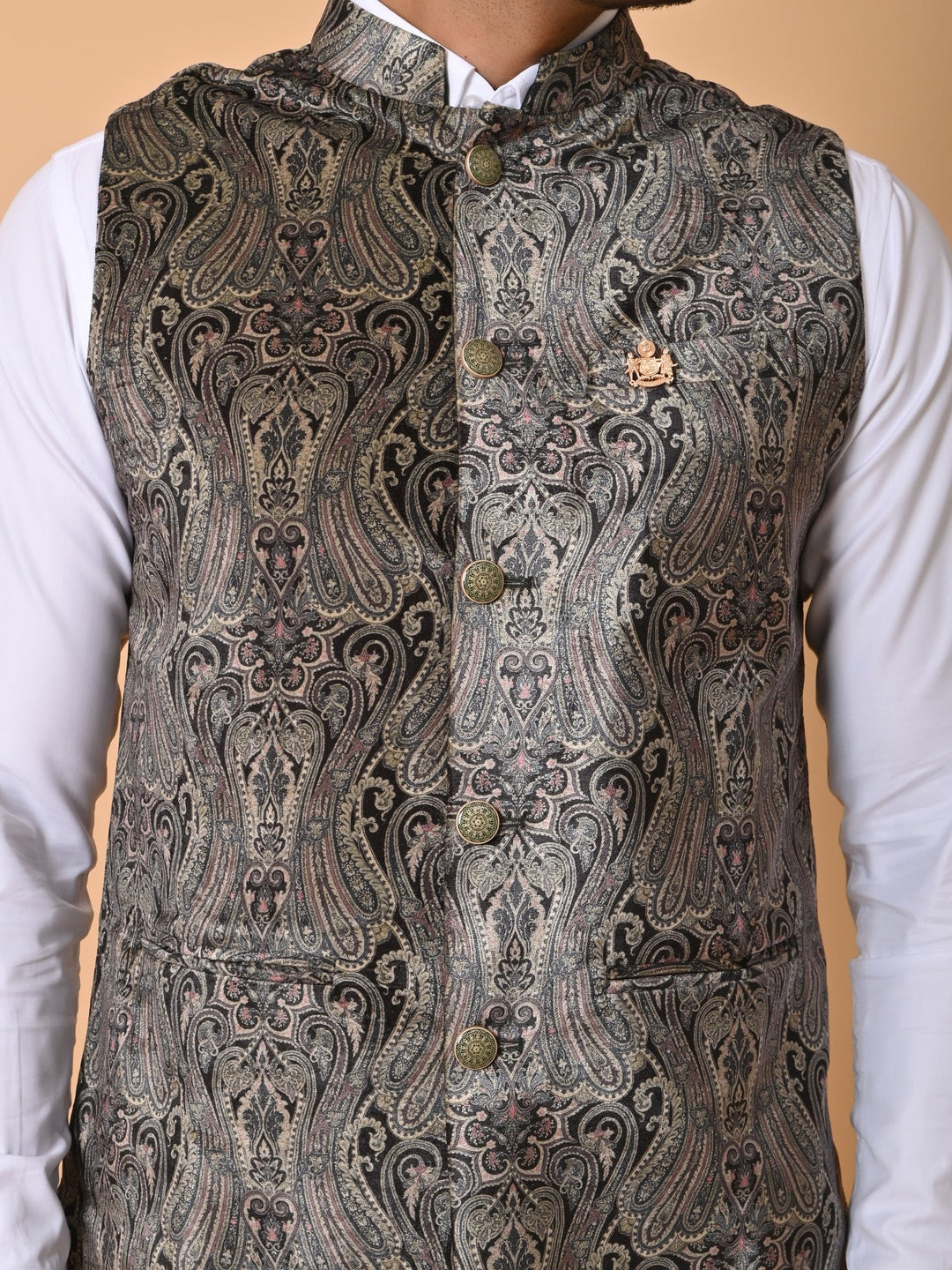 Paisley Black Nehru Jacket