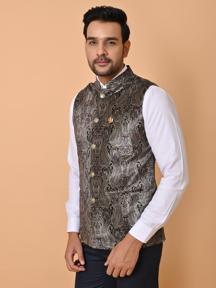 Paisley Black Nehru Jacket