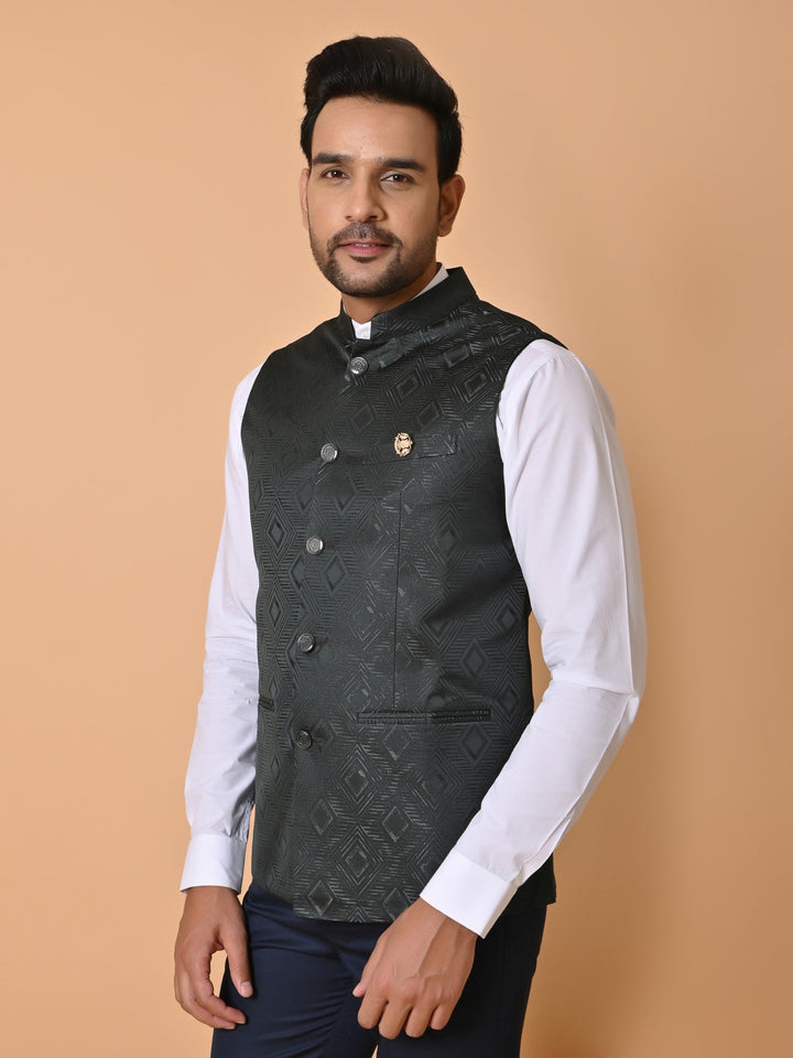 Geometric Green Nehru Jacket