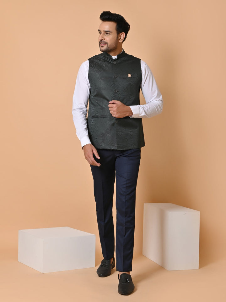 Geometric Green Nehru Jacket