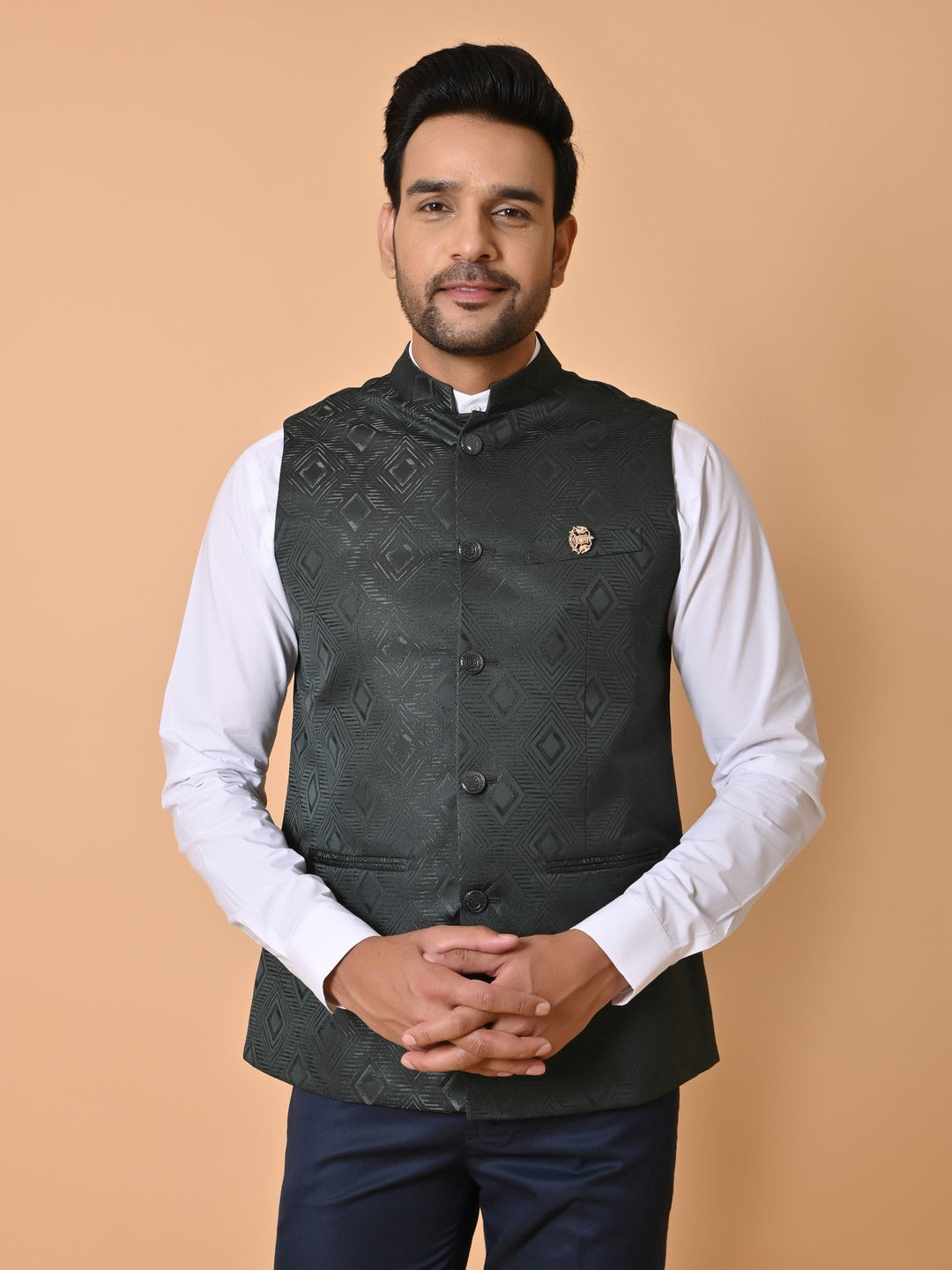 Geometric Green Nehru Jacket