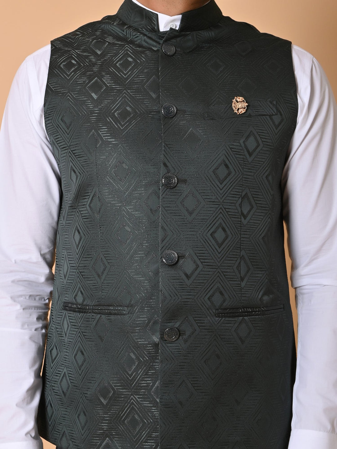 Geometric Green Nehru Jacket