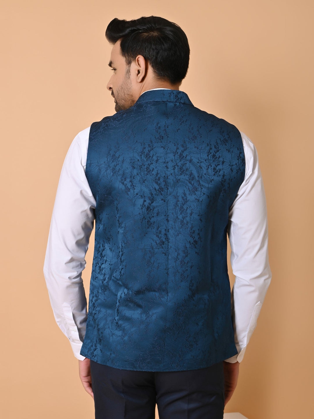 Textured Blue Nehru Jacket