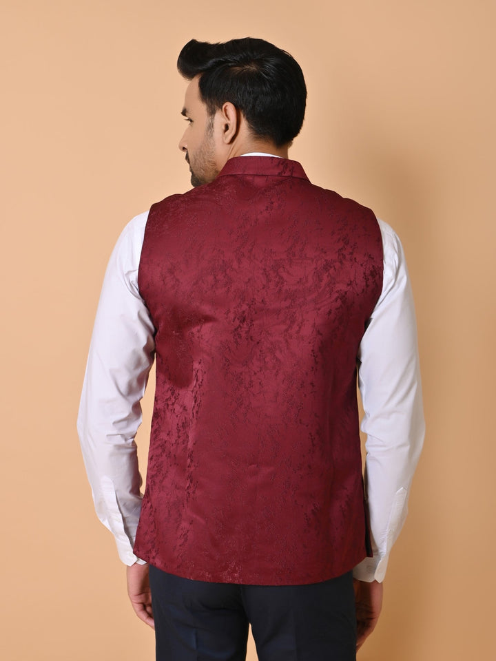 Textured Maroon Nehru Jacket