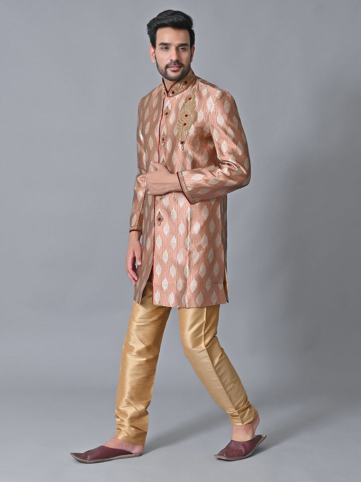 Ethnic Motifs Peach Sherwani
