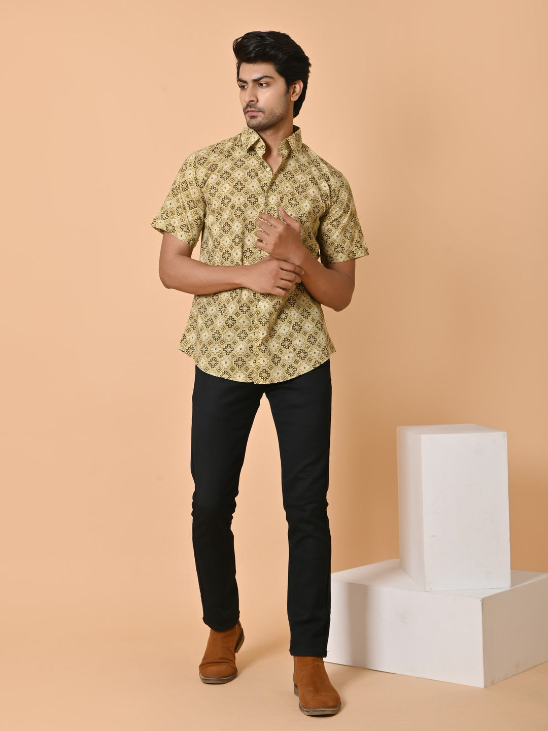 Geometric Peach Shirts