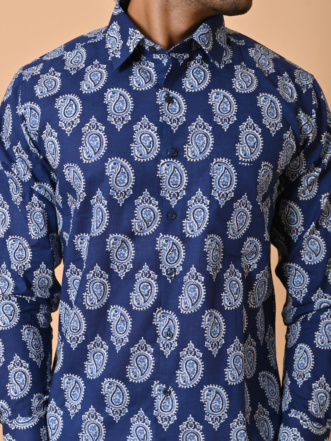 Ethnic Motifs Blue Shirts