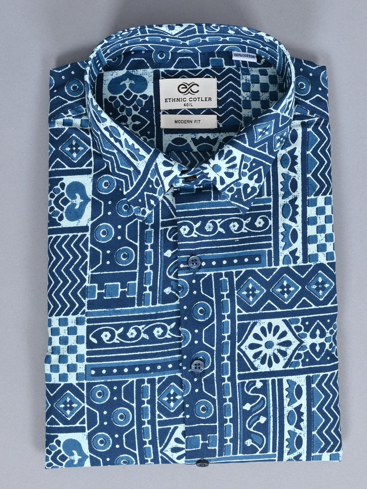 Geometric Blue Shirts