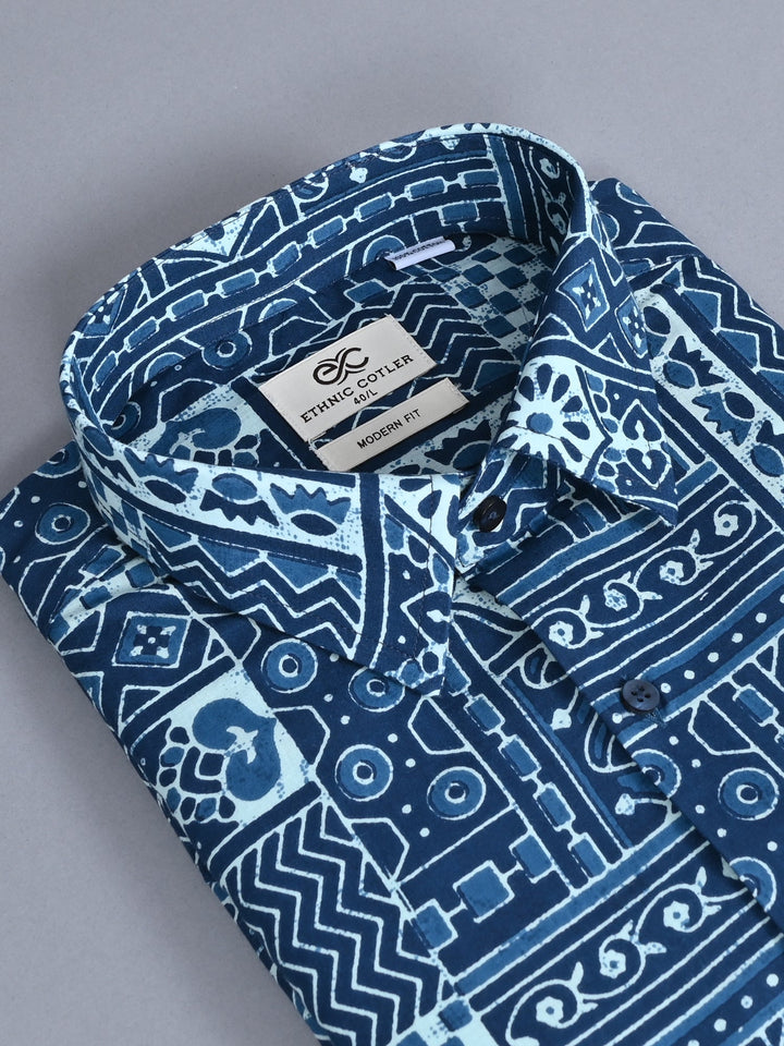 Geometric Blue Shirts
