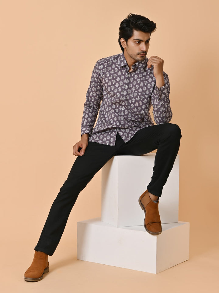 Ethnic Motifs Grey Shirts