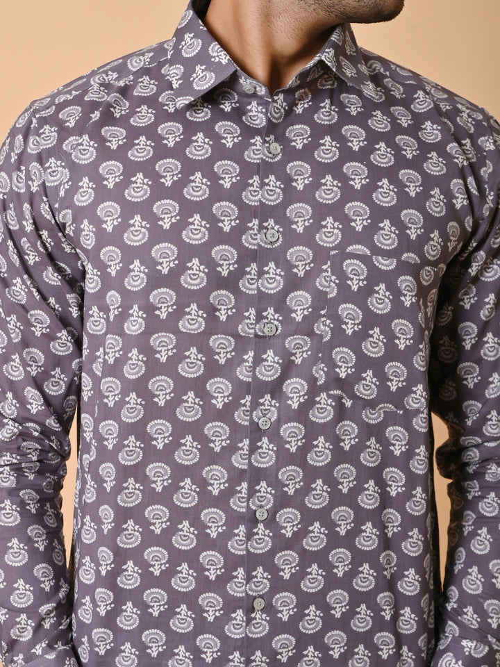 Ethnic Motifs Grey Shirts