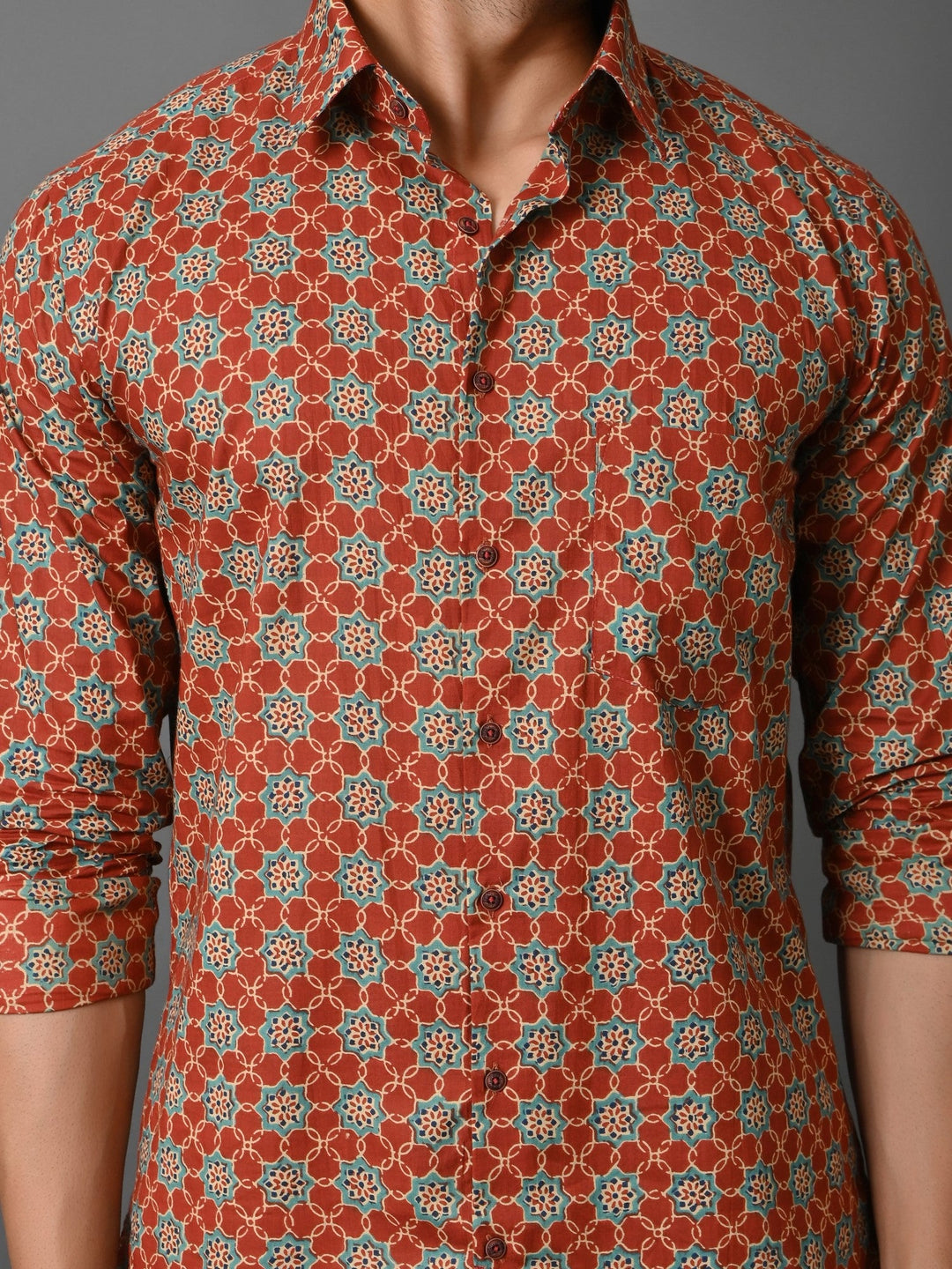 Geometric Maroon Shirts