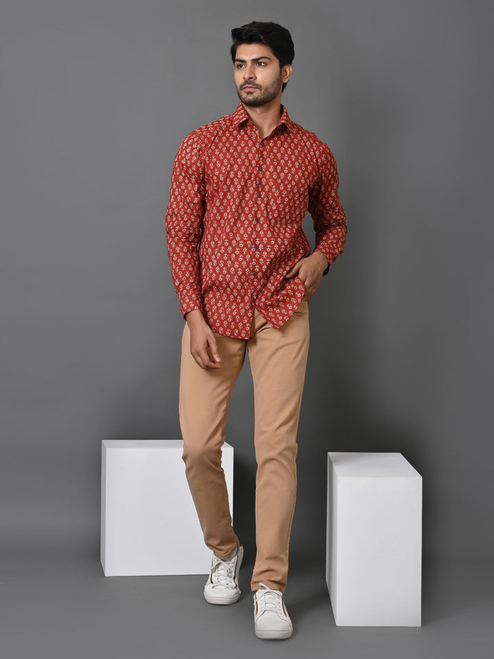 Ethnic Motifs Maroon Shirts