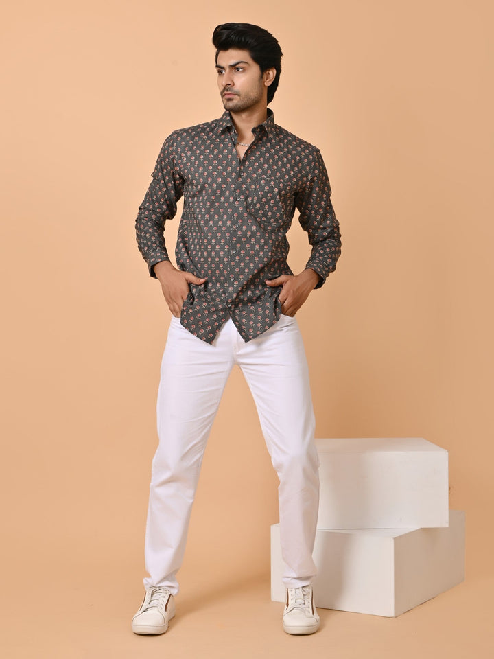 Ethnic Motifs Grey Shirts