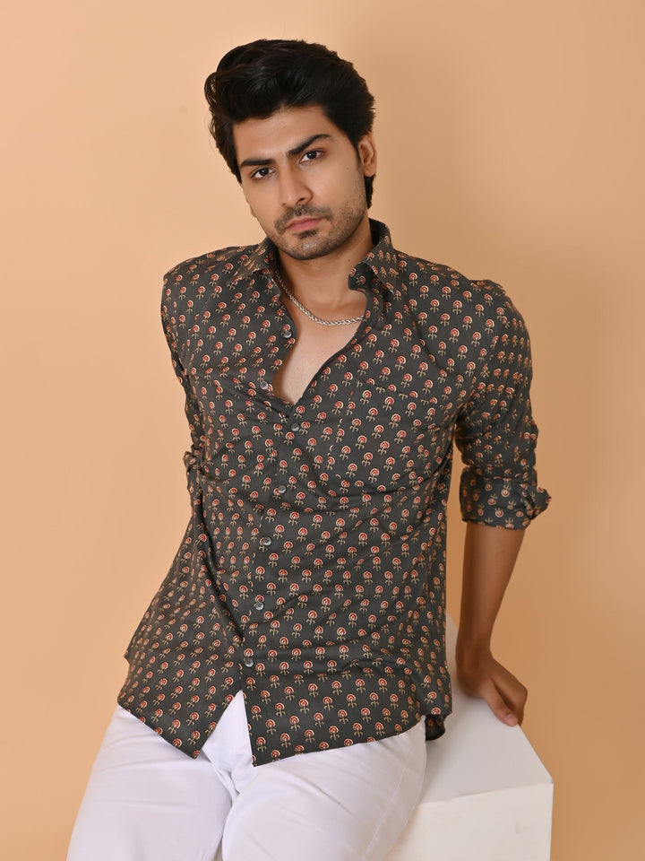 Ethnic Motifs Grey Shirts