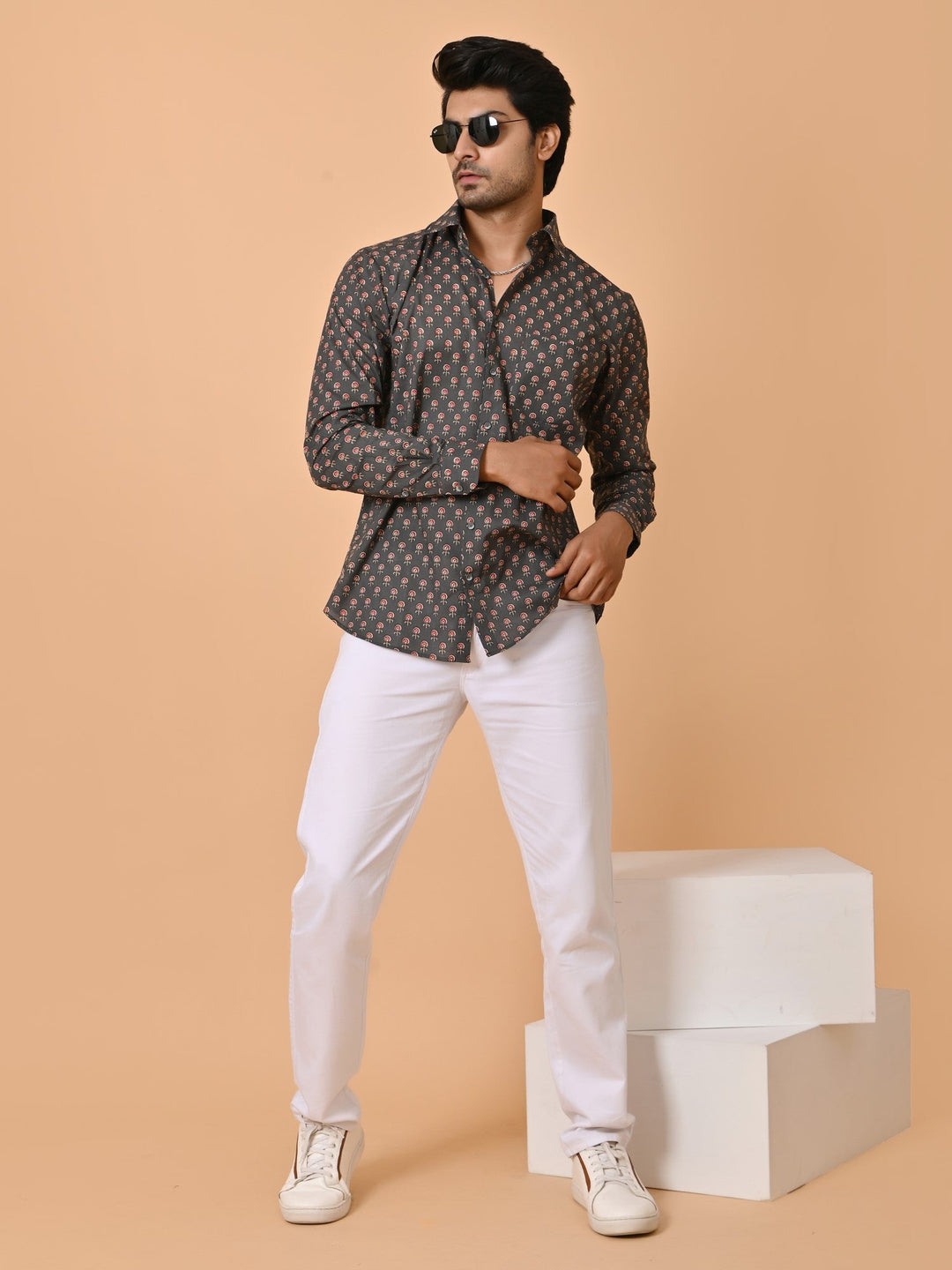 Ethnic Motifs Grey Shirts