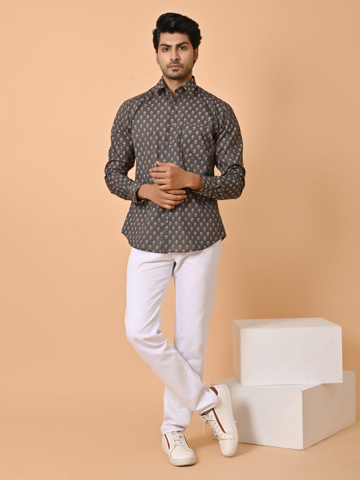 Ethnic Motifs Grey Shirts