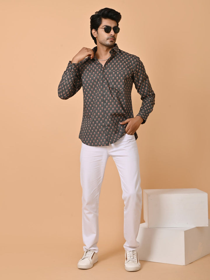 Ethnic Motifs Grey Shirts