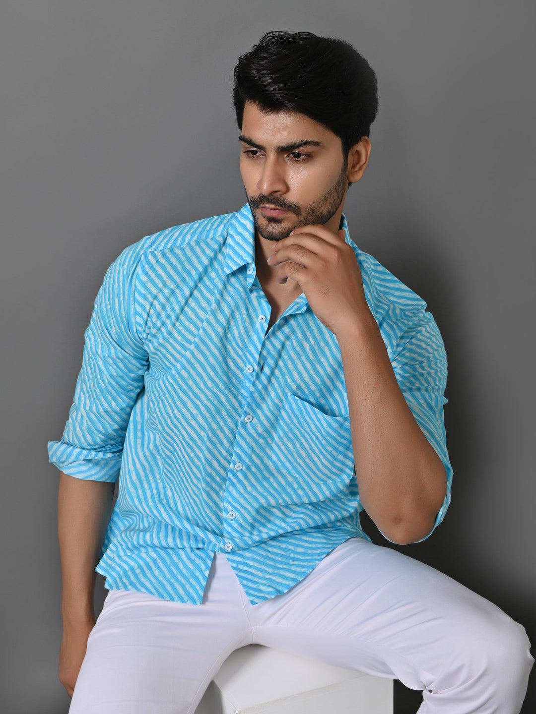 Leheriya Turquoise Blue Shirts