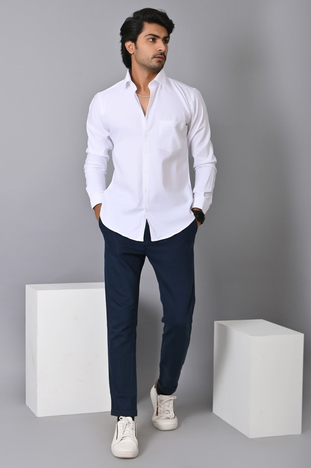 Colourblocked White Shirts