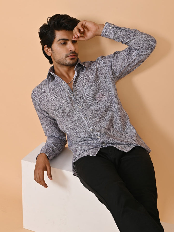 Ethnic Motifs Grey Shirts