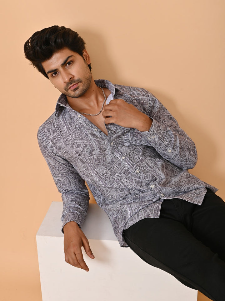 Ethnic Motifs Grey Shirts