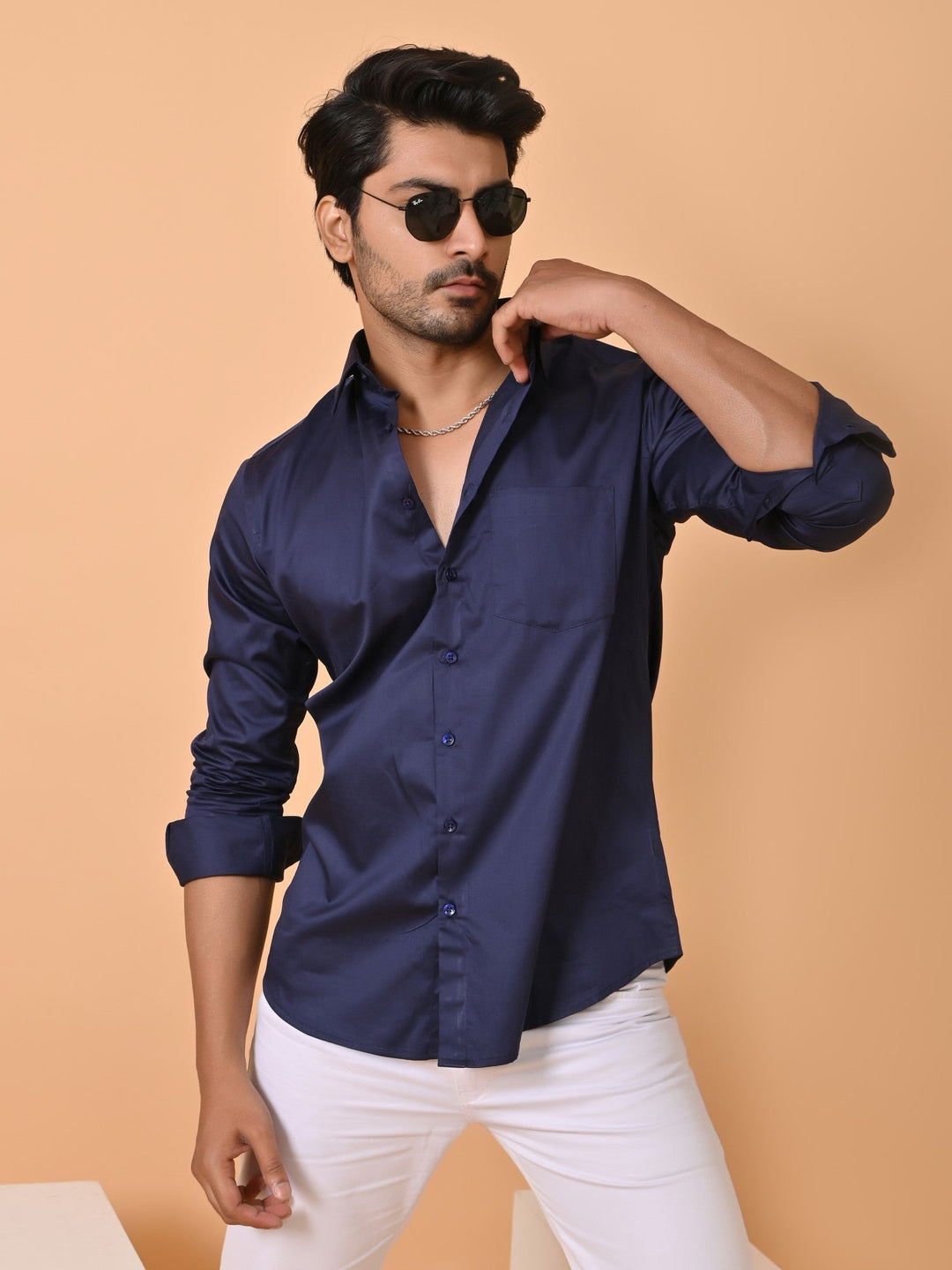 Solid Navy Blue Shirts