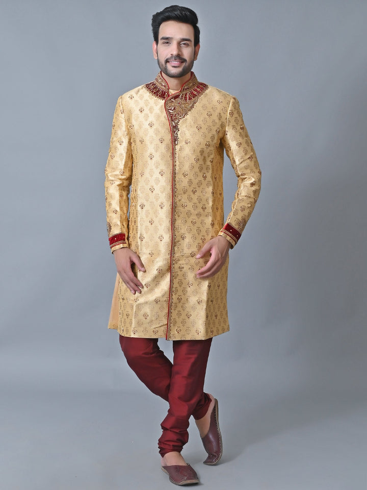 Ethnic Motifs Gold Sherwani