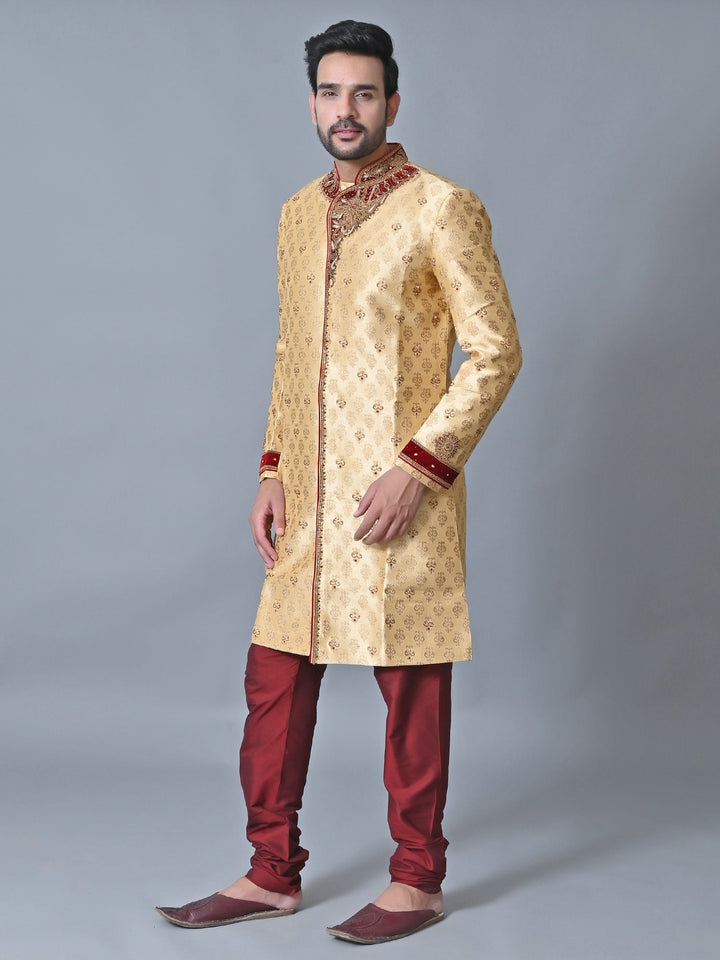Ethnic Motifs Gold Sherwani