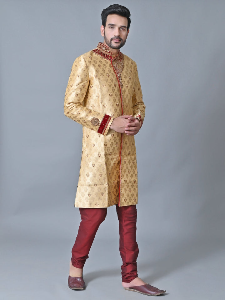 Ethnic Motifs Gold Sherwani