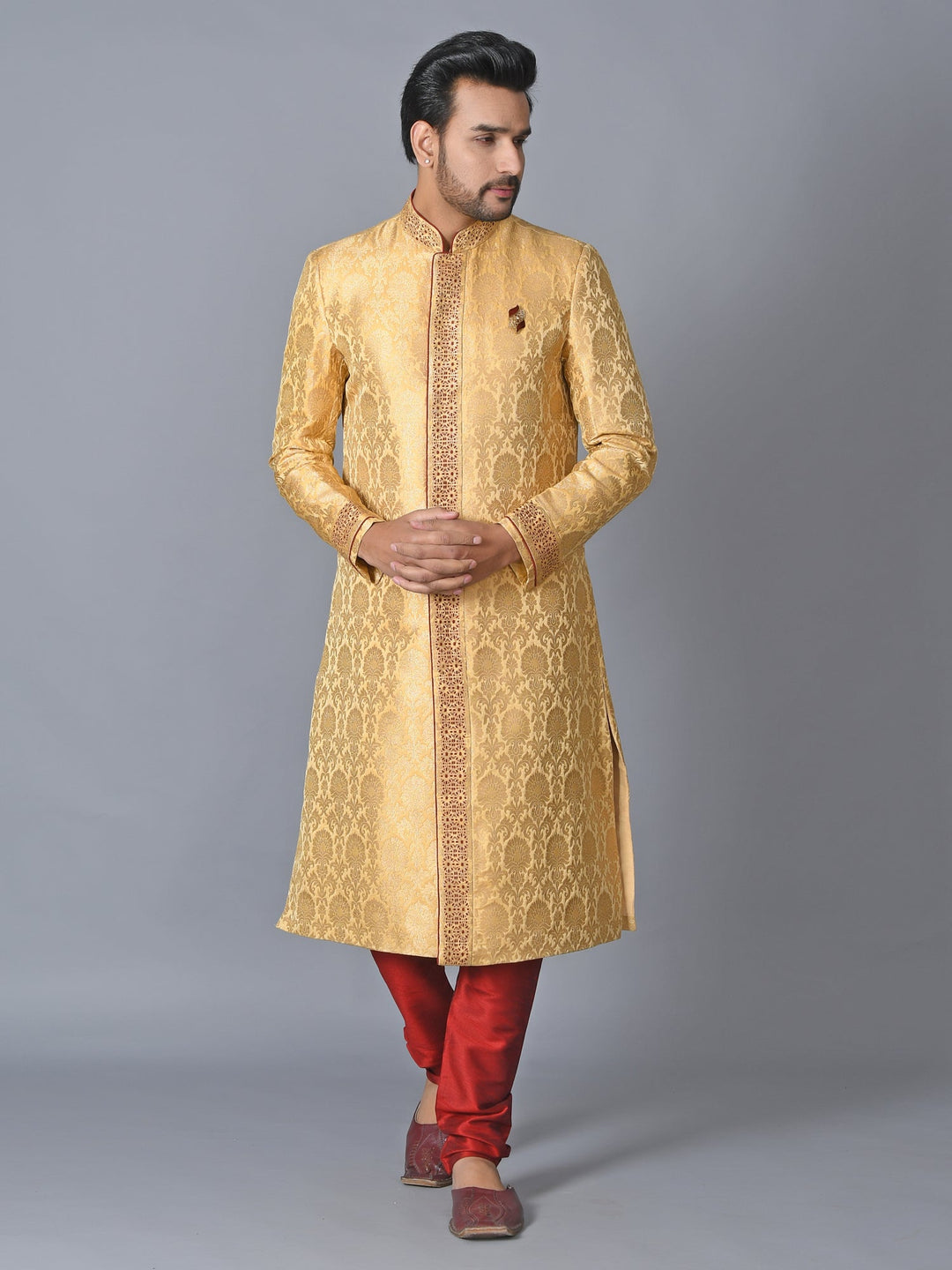 Ethnic Motifs Gold Sherwani