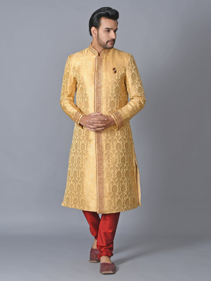 Ethnic Motifs Gold Sherwani