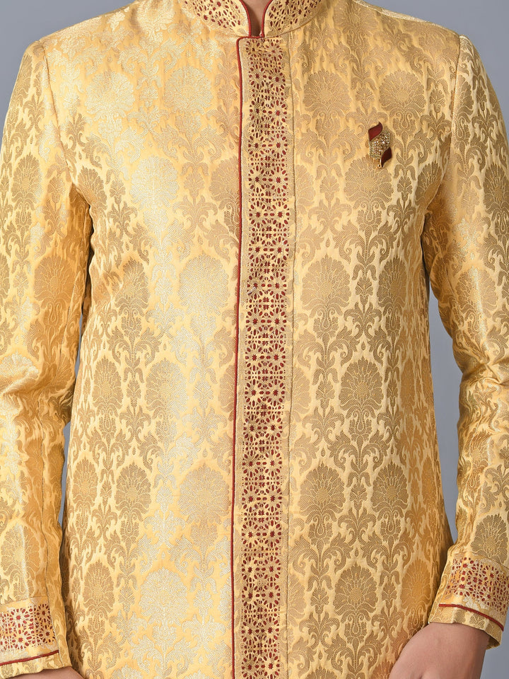 Ethnic Motifs Gold Sherwani