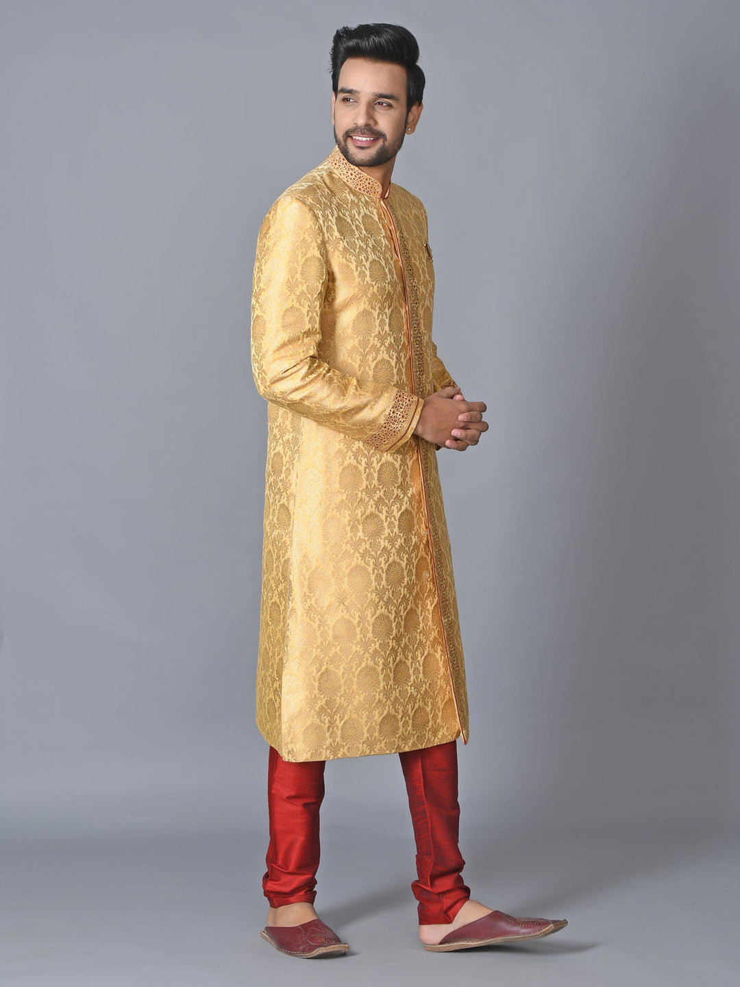 Ethnic Motifs Gold Sherwani