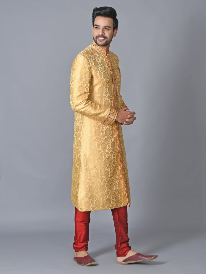 Ethnic Motifs Gold Sherwani