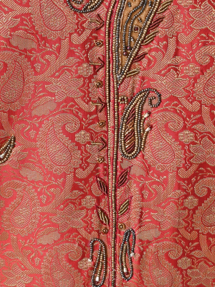 Ethnic Motifs Maroon Sherwani
