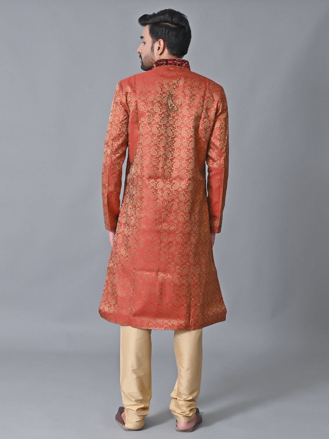 Ethnic Motifs Maroon Sherwani